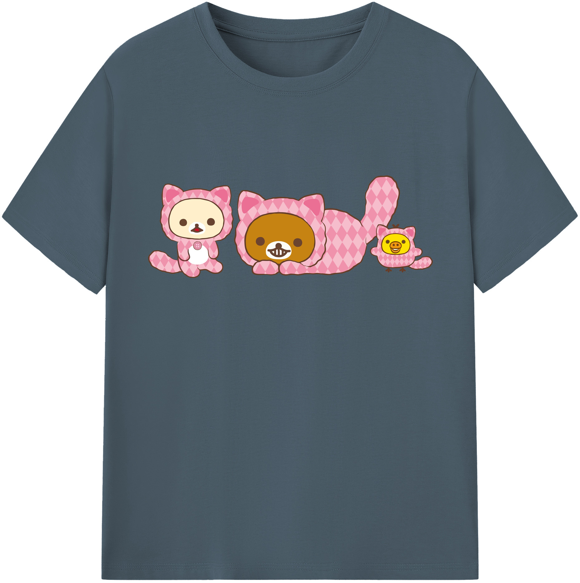 （画像用） リラックマ リラックマ キイロイトリ Rilakkuma Korilakkuma Kiiroitori 綿100％半袖Tシャツ（フロントプリント）